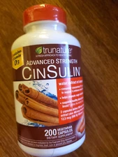 TRUNATURE ADVANCED STRENGTH CINSULIN 200  VEGETARIAN CAPSULES DIETARY SUPPLEMENT