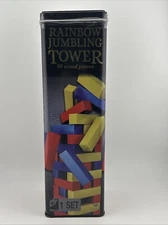 New Rainbow Jumbling Tower 48-Piece Colorful Block Balancing Wood Stacking Game 