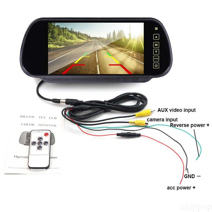 7" Mirror Monitor Auto LED Rear View Backup Camera For Honda Accord 2003 to 2007 - Image 2 of 4
