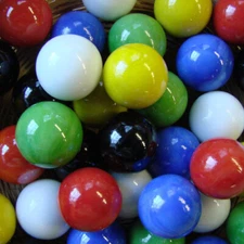2 POUNDS OF OPAQUE 6 COLOR MIX OF 1 INCH GAME MEGA MARBLES