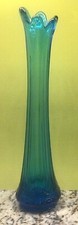 Beautiful Glass, MCM, Blue Glass Vase, 13 1/4  Tall