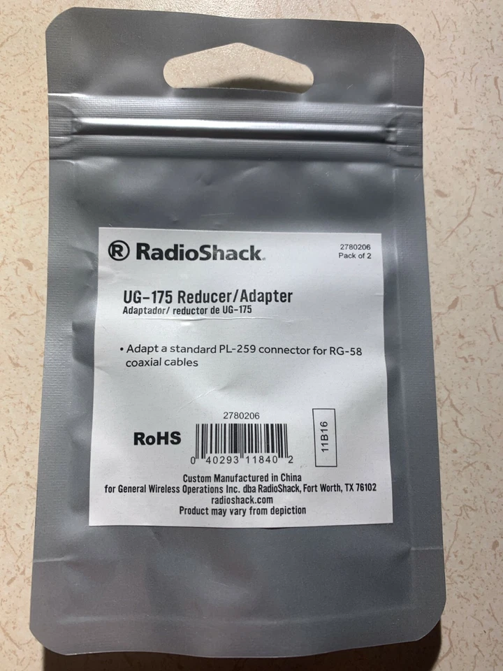 Radio Shack UG-175 Reducer/Adapter (2-Pack) for RG-58 coaxial cables 2780206 New - Image 4 of 4