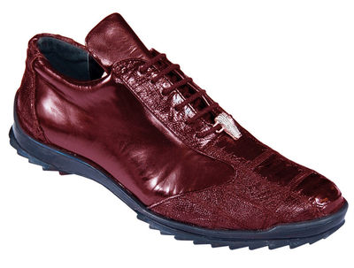 Los Altos Genuine BURGUNDY Ostrich Leg Casual Shoes Lace Up Handmade Sneaker D