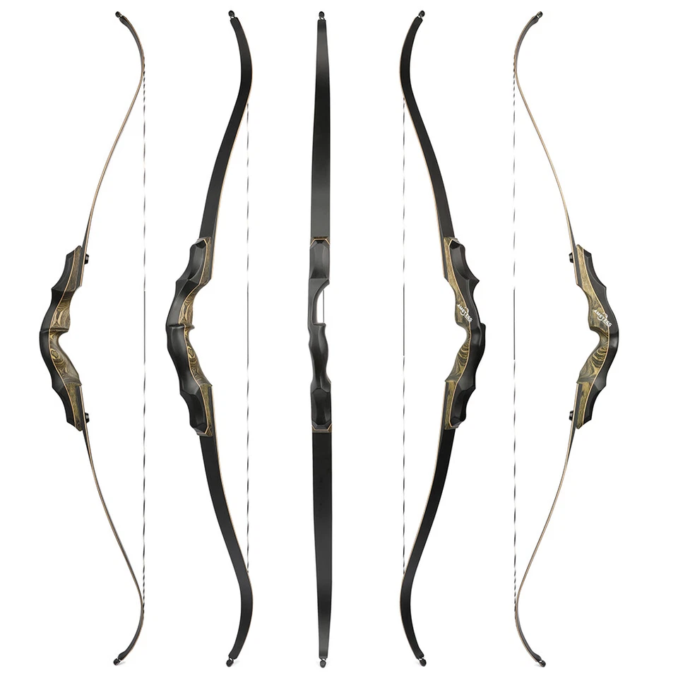 62" Hunting Bow Takedown Recurve Bow 20-60lbs Limbs Wooden Archery Adult Target - Image 3 of 4