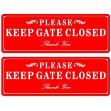 2 Pack Please Keep the Gate Closed Matal Sign - Brushed Aluminium Durable Ink...