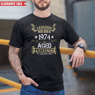 Jahrgang 1974 T-Shirt 50. Geburtstag Alter Geschenk bedruckt Geschenk Herren schwarz Top