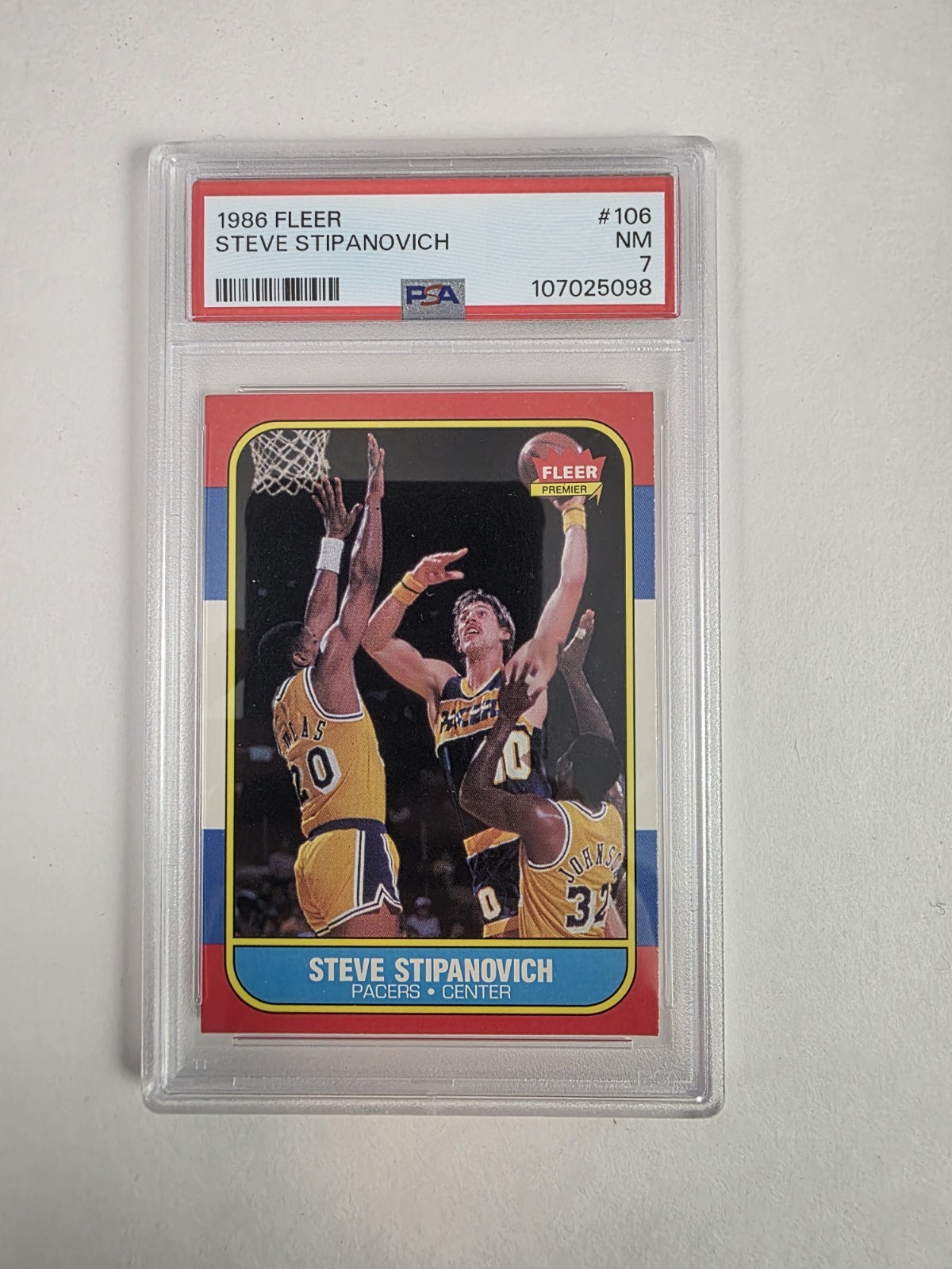 1986-87 FLEER #106 STEVE STIPANOVICH NM PSA 7, NICE LOOKING CARD!!!