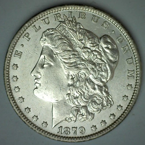 1879 O Morgan Silver Dollar AU Coin ALMOST UNC $1 New Orleans Mint Edge Toning