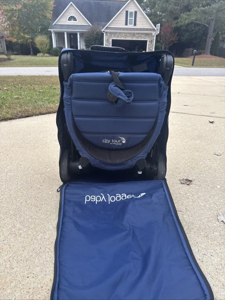 Cochecito de viaje Baby Jogger - City Jogger - con bolsa de viaje en azul Foto 3 de 4