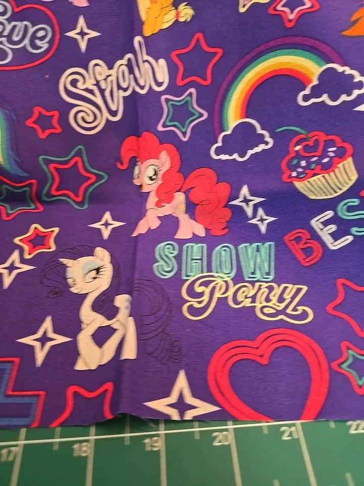 My Little Pony Púrpura Pinkie Rareza Arco Iris Tela 18x21" Cuarto Graso Apple Jack Foto 2 de 4