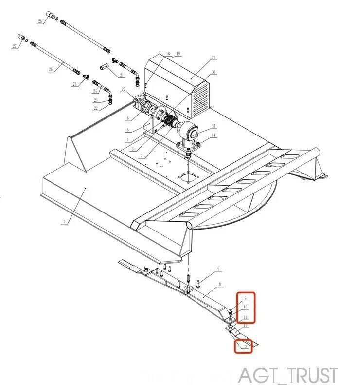 AGT  2pcs Skid Steer Brush Cutter Cutting Blade High Quality Steel 60Si2Mn
