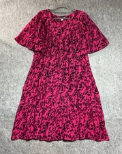 Go Softly Patio Dress  Womens Large Pink Geometric Pockets Muumuu House Dress *