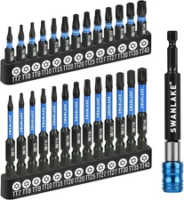 Impact Torx Bit Set, 27-piece 1''&2'' Security Tamper Proof Magnetic Screwdriver
