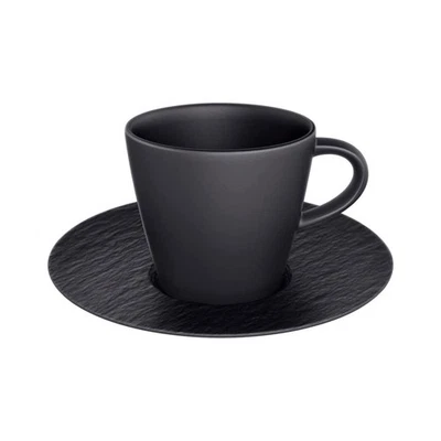 Villeroy & Boch Manufacture Rock Tasse Espresso 100ml avec Soucoupe 12cm Noir P - Photo 1/3