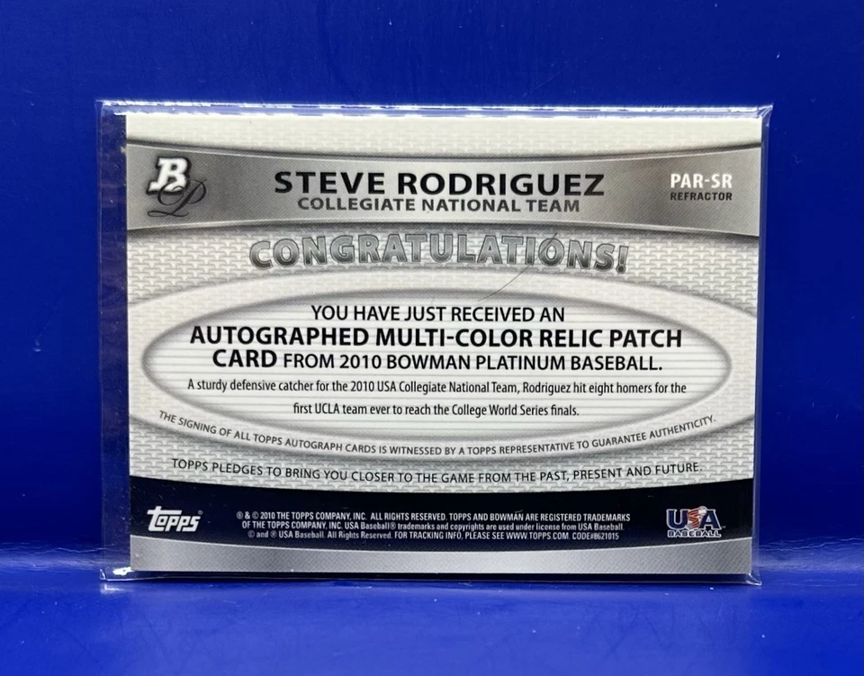 2010 Bowman Platinum Game Relic Autographs Refractor Steve Rodriguez #/740 - Image 2 of 2