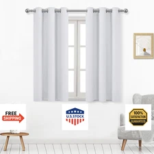 DWCN Greyish White Thermal Room Darkening Curtains 54" Long Drapes 2 Panels