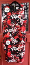 Carmen Mac Valvo Classic Timeless Red Black Floral Sleeveless Dress Size 10 NWT