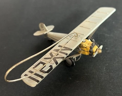 Vintage Tin Toy Schylling N-X-211 Spirit of St. Louis Plane Christmas Ornament