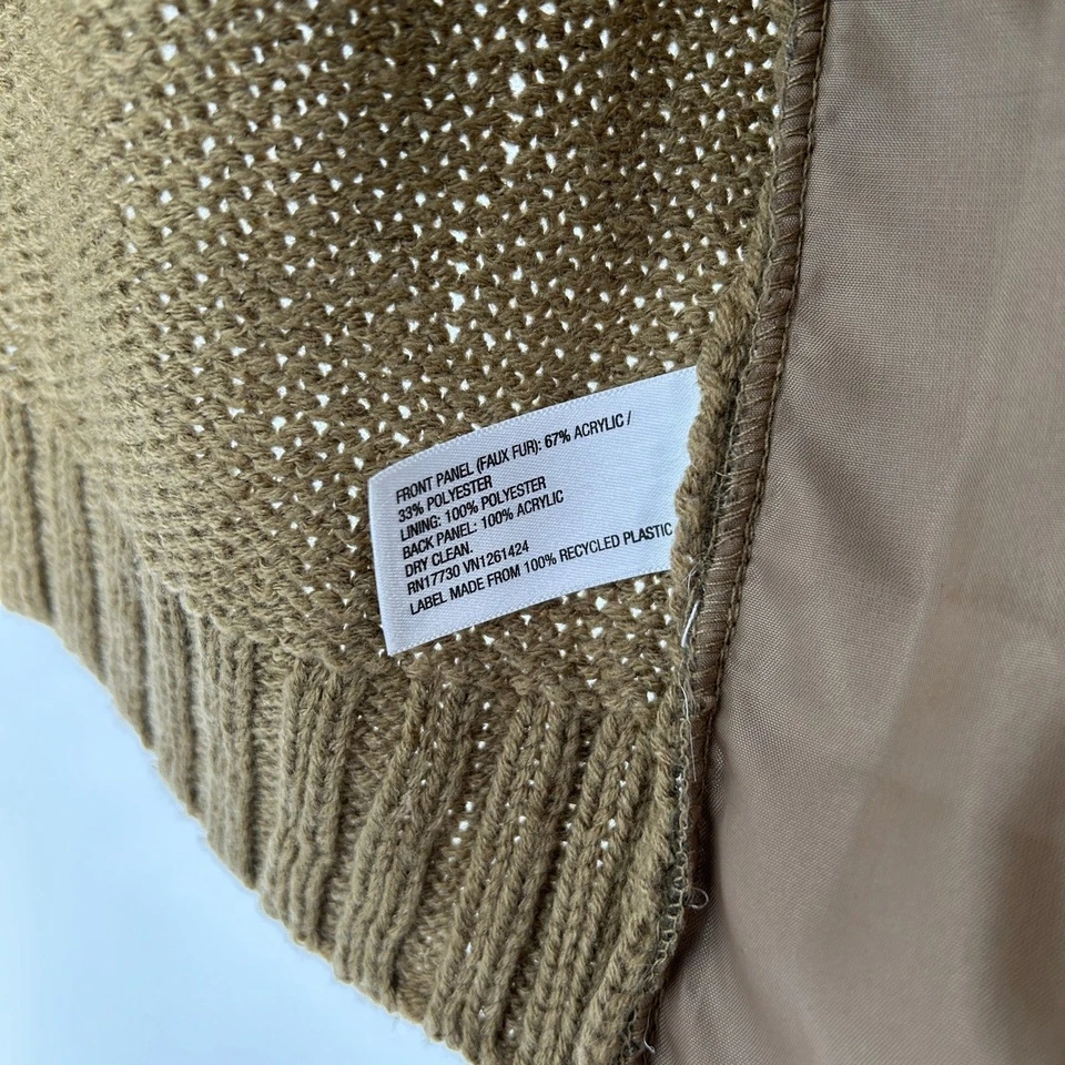 Colete sem mangas XHILARATION marrom bronzeado crochê malha pele sintética tamanho pequeno - Imagem 4 de 4