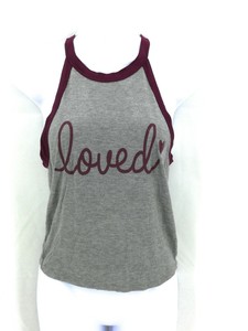 Hippie-Chic-Juniors-Tank-Top-Gray-with-Burgundy-Trim
