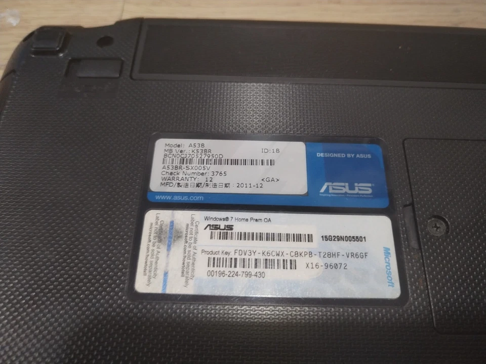 Asus A53B Amd E450 1,65GHZ,250 Gigas HDD,4 Gig Ram,15,6",Hdmi,Wifi,Webcam.nº47 - Imagen 4 de 4