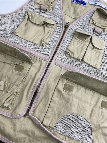 Vintage Bugle Boy Tactical Vest Khaki Men's Large Hunting Fishing Full Zip - Picture 7 of 8