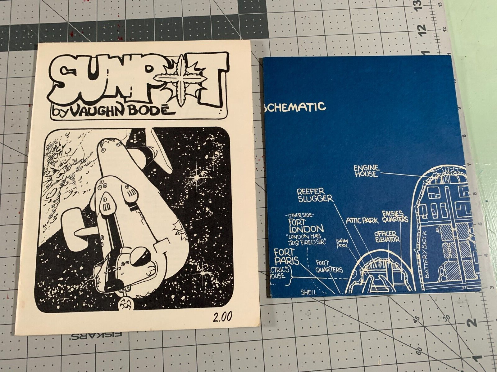 Sunpot Comics by Vaughn Bode 1971 With Spaceship Schematic Poster First Printing