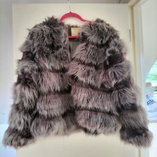 Vera And Lucy Grey Faux Fur Coat Size L