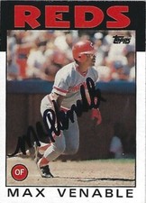 Autographed/Signed 1986 Topps #428-Max Venable Cincinnati Reds