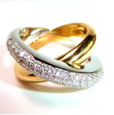 Ring 750 Weiß-Gelbgold 0.90 ct Diamant Gr 55 / 17,5 mm änderbar 15 g Cross Over - Bild 1 von 4