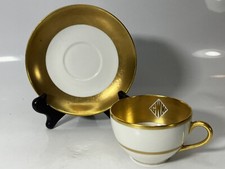 T&V Limoges France Gold Ring Teacup & Saucer GWM Initial