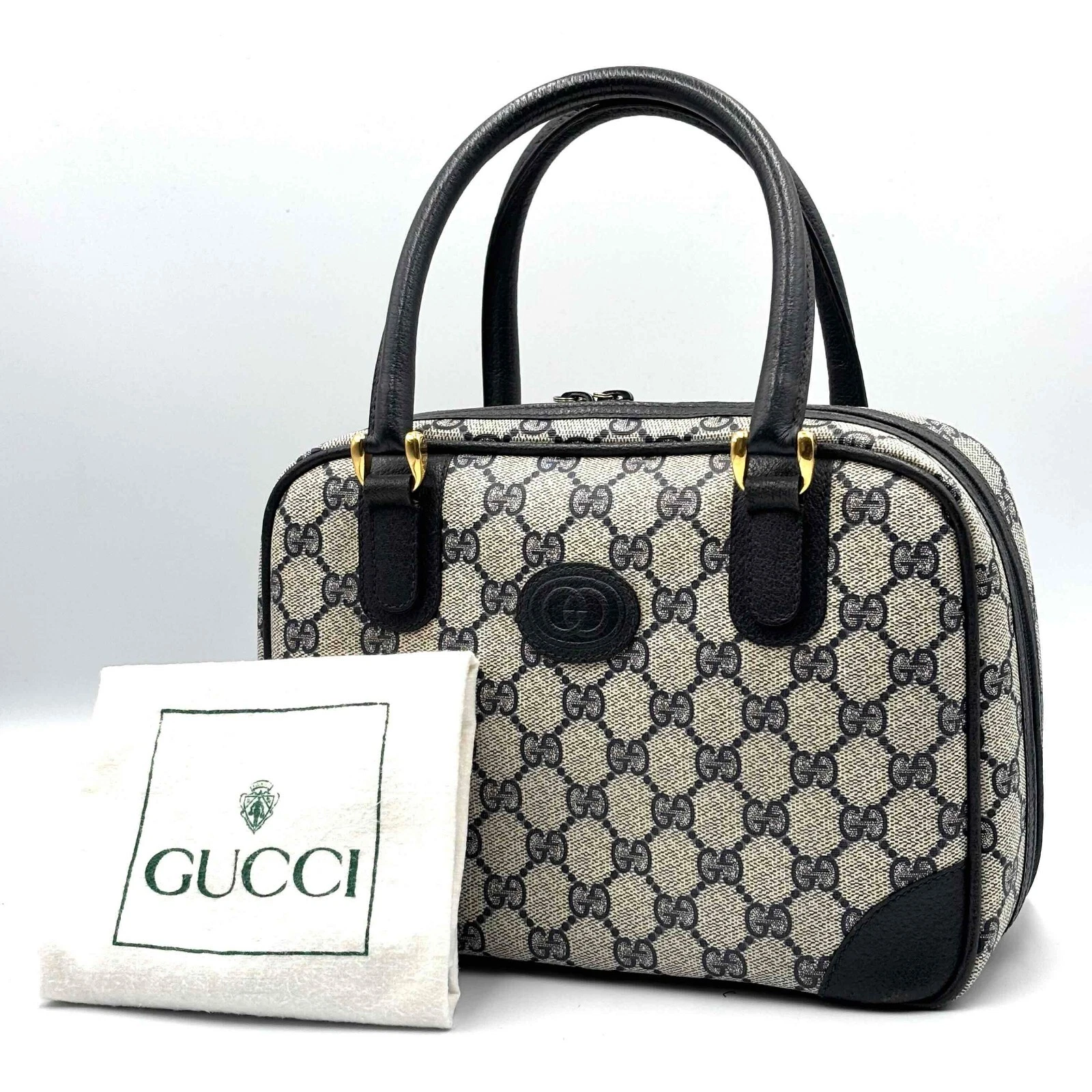 Sac à main vintage Gucci sac à main GG Supreme PVC cuir marine authentique