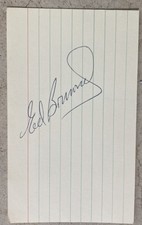 Ed Bressoud Giants Cardinals Auto Signed 3x5 Card All Star 1964 World Champ 1967
