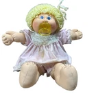 Vintage 1982 Cabbage Patch Kids Doll Blonde Yarn Hair Pink Dress Coleco Made USA
