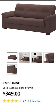 3-Seat Brown IKEA KNISLINGE Faux Suede Couch in Excellent 