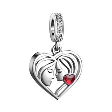 Mother Daughter Son Red July Birthday Birthstone Women Bead Charms Compatible wi