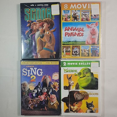12 Movies 4 Dvd Lot Scoob! Shrek, Sing 2, Babe, Puss In Boots, Ed - New/Sealed