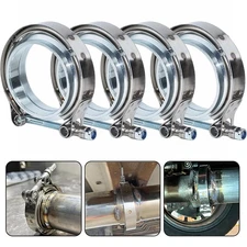 4Pc 3 Inch For V Band Clamp Kit w Male Female Flange Mild Steel MS Turbo Exhaust