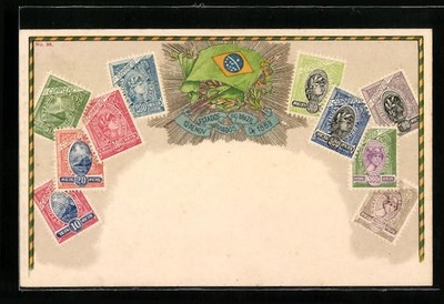 Lithographie Briefmarken Brasiliens, Nationalfahne 