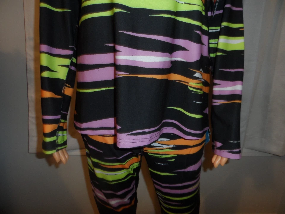 Cool Columbia size L black omni heat multi color base layer set shirt pants NWT - Image 3 of 4