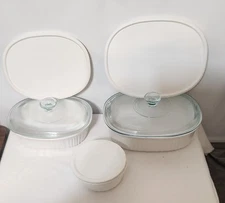 French White 8-Piece Ceramic Stoneware Casserole Set with Glass and Plastic Lids