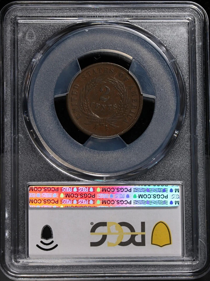 1864 Two (2) Cent Piece Small Motto CAC Sticker PCGS XF40 Key Date Strong Str... - Image 4 of 4