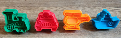 Transportation Theme Cookie Cutter Stamper 4 Piece Train Plane Boat Helicopter