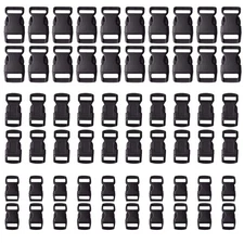 5/8, 1/2, and 3/8 inch Black Plastic Contoured Side Release Buckles 60Pcs