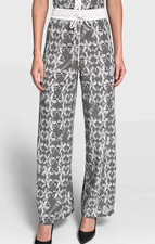 KARL LAGERFELD BLACK/Bisque Lace Print Soft Pull-on Wide Leg Pants Size L BNWT