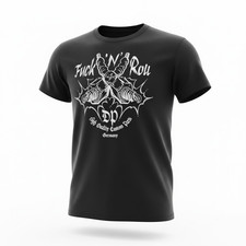 DELTA PARTS Biker/Rockabilly Tattoo-Style T-Shirt FUCK'N'ROLL