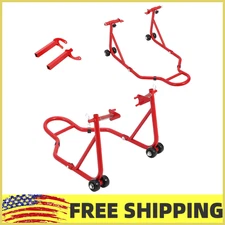 850LB Motorcycle Front&Rear Combo Stand,Universal u+l Fork Paddock Stand w/Wheel