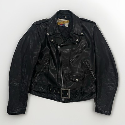 SCHOTT NYC 618 Leather Biker Jacket Size 38 Steerhide Cowhide Perfecto Moto VTG