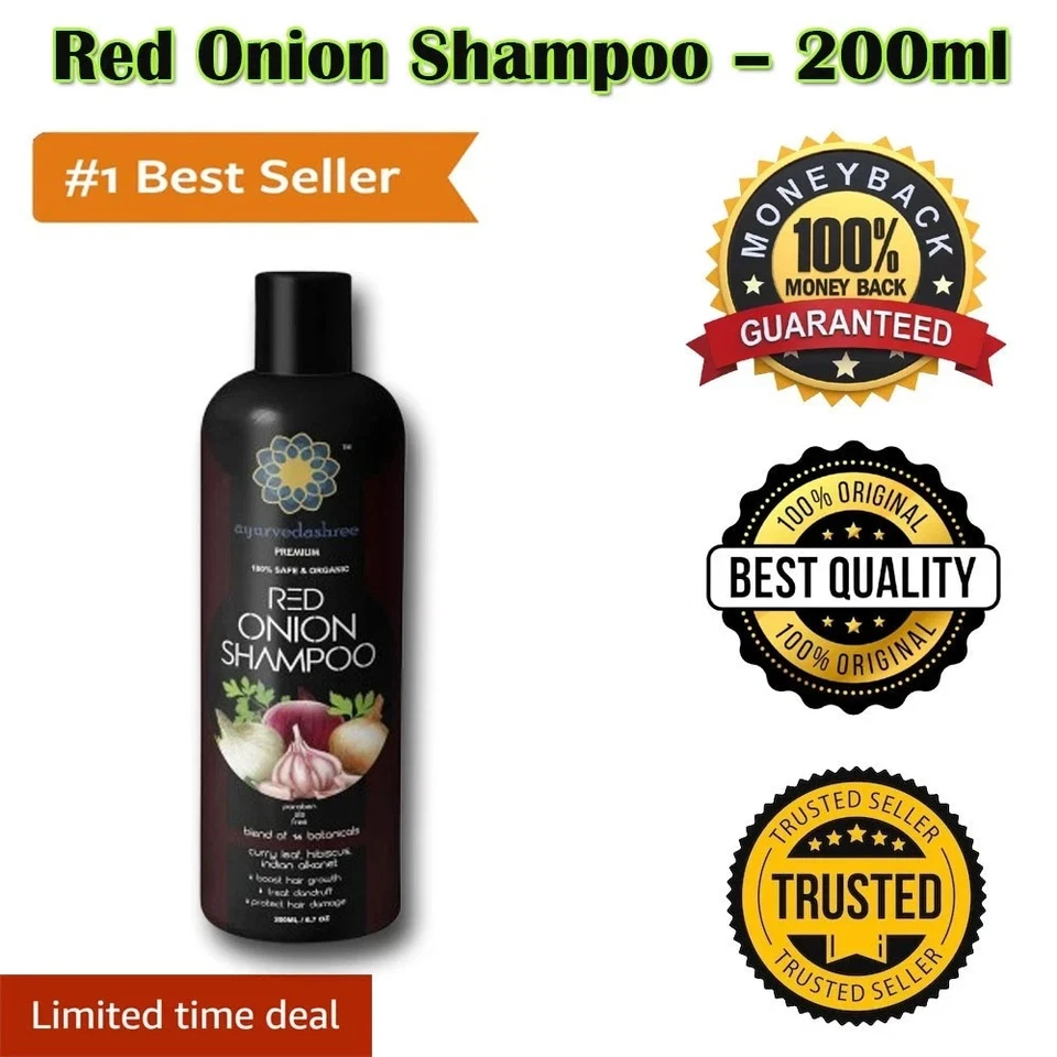 Xampu óleo de cebola vermelha para crescimento do cabelo 100% natural nutritivo de alecrim - 200ml - Imagem 2 de 4