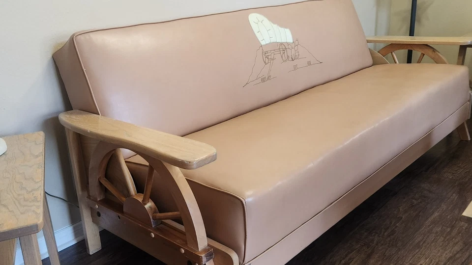 Mid-Century Wagon Wheel Furniture Set (1940's - 1950's) - Image 3 of 4